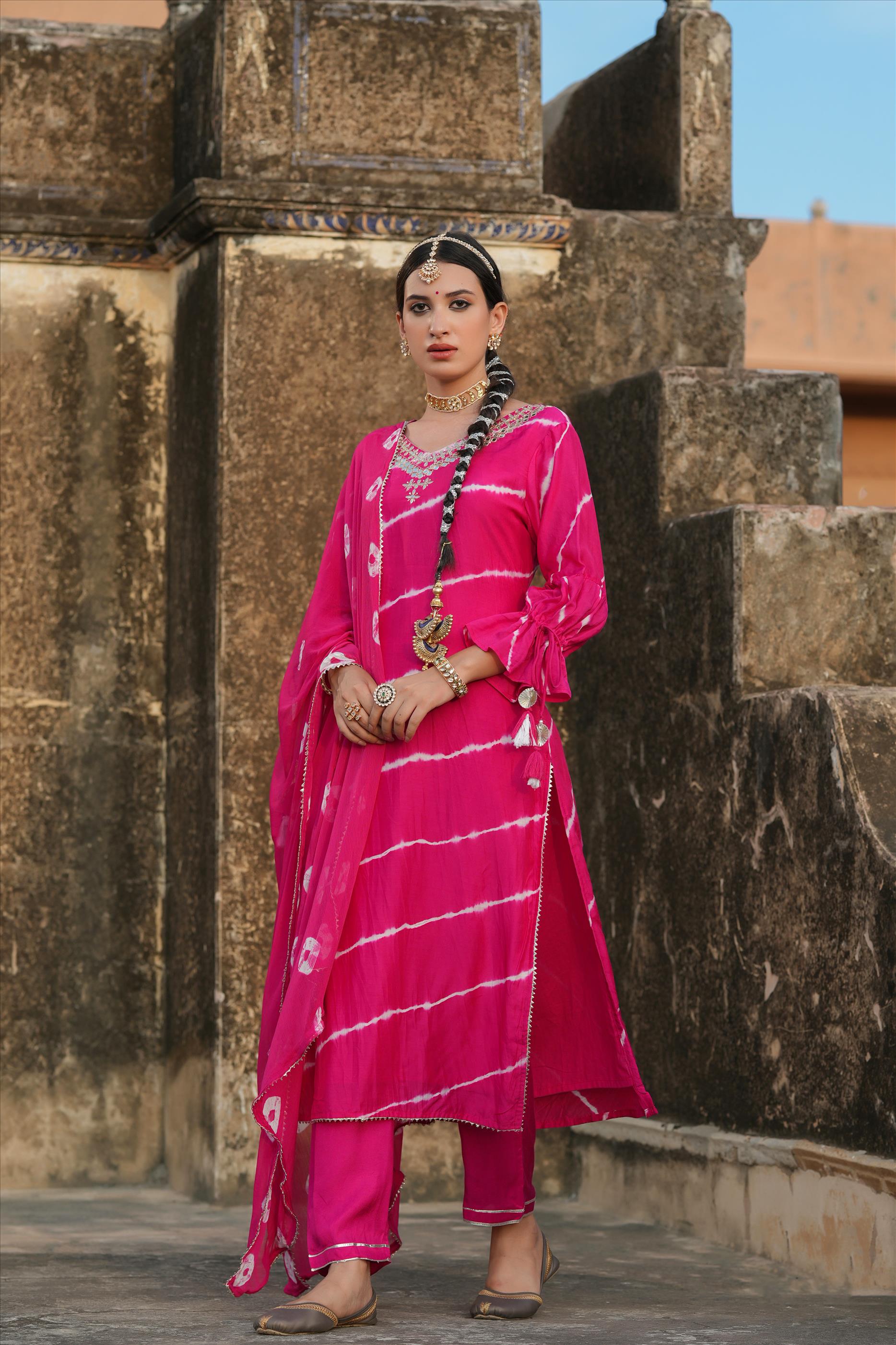 New Trend Designer Light Pink Color Sahara Suit online.
